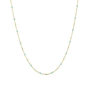 16" Turquoise Dot Ball Chain Necklace