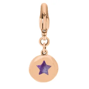 18ct Rose Gold Blue John Round Shaped Star Clip Charm