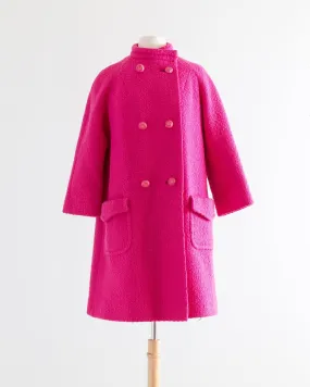 1960's Bubble Gum Hot Pink Wool Coat From Nordstrom Best / Medium