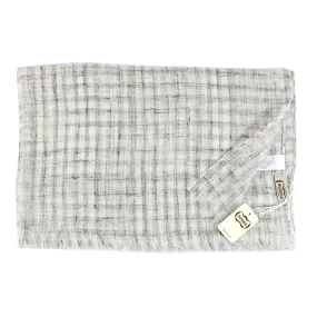 Agnona Linen Scarf Gray Check Design - Luxury Shawl FINAL SALE (Copy)