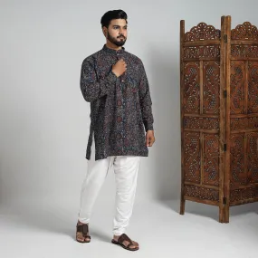 Ajrakh Block Printed Cotton Men Short Kurta 09