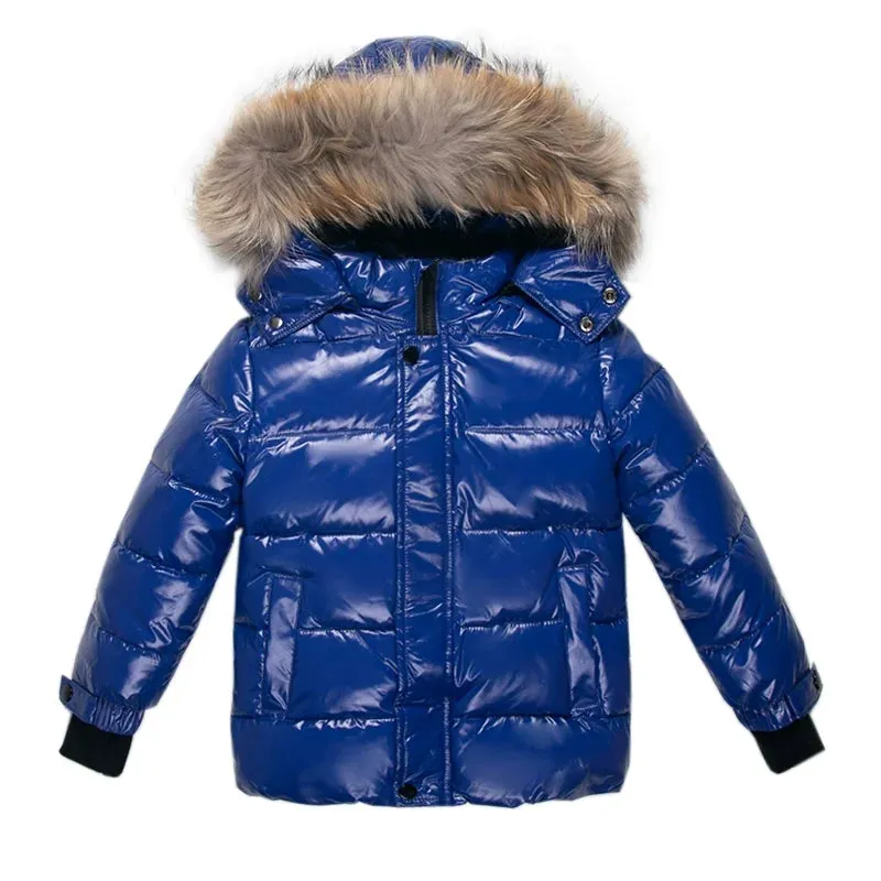 Boys Colbolt Blue Bomber Racoon Fur Hood