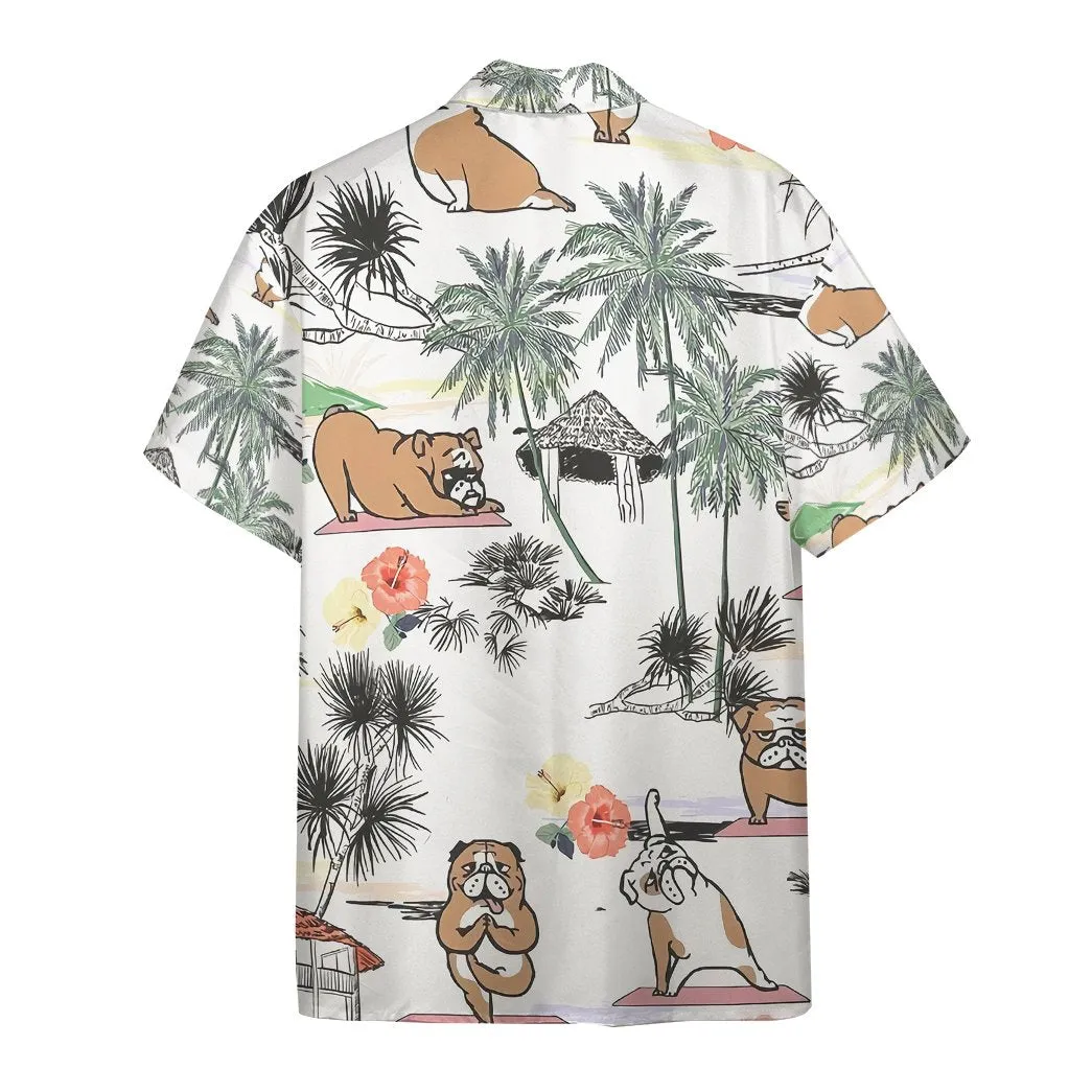 Bulldog Yoga Hawaii Button Shirt