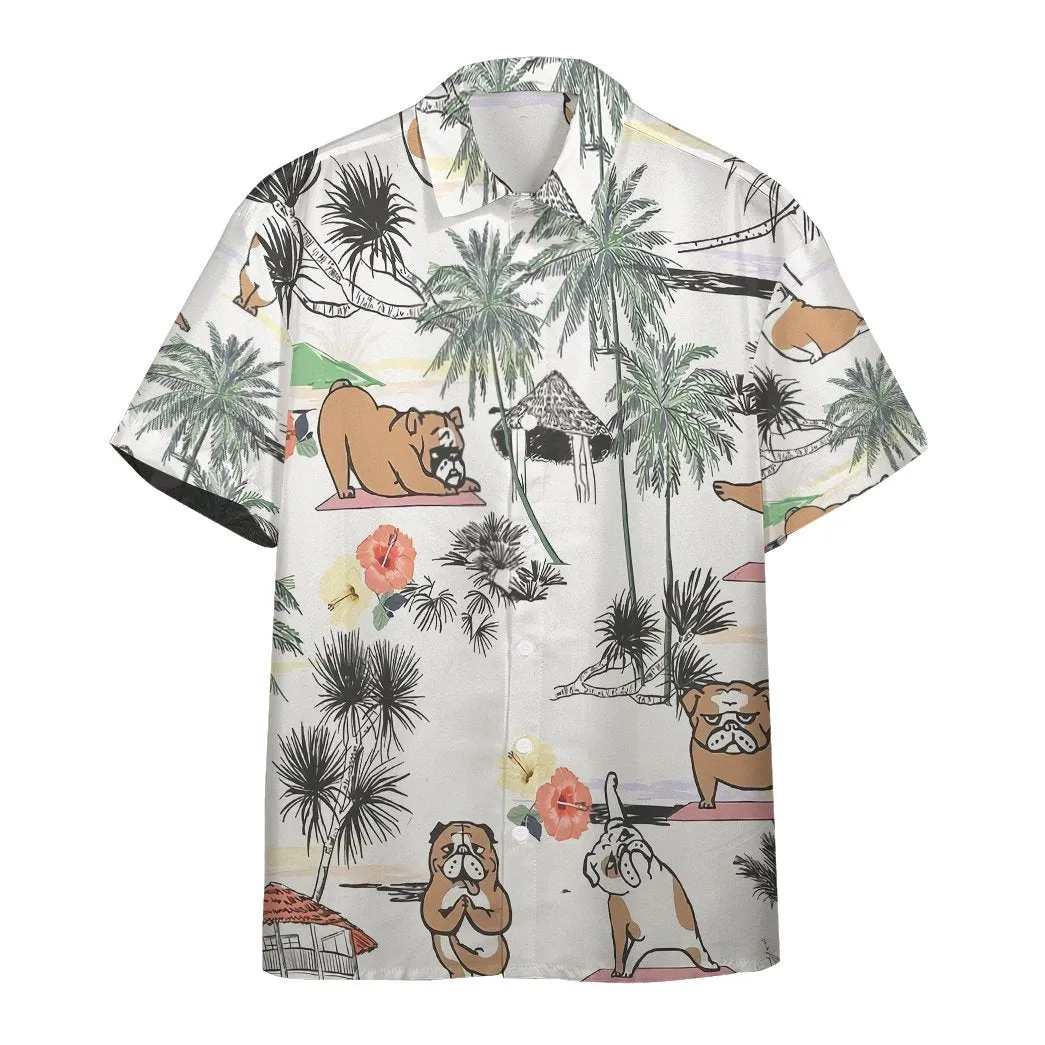 Bulldog Yoga Hawaii Button Shirt