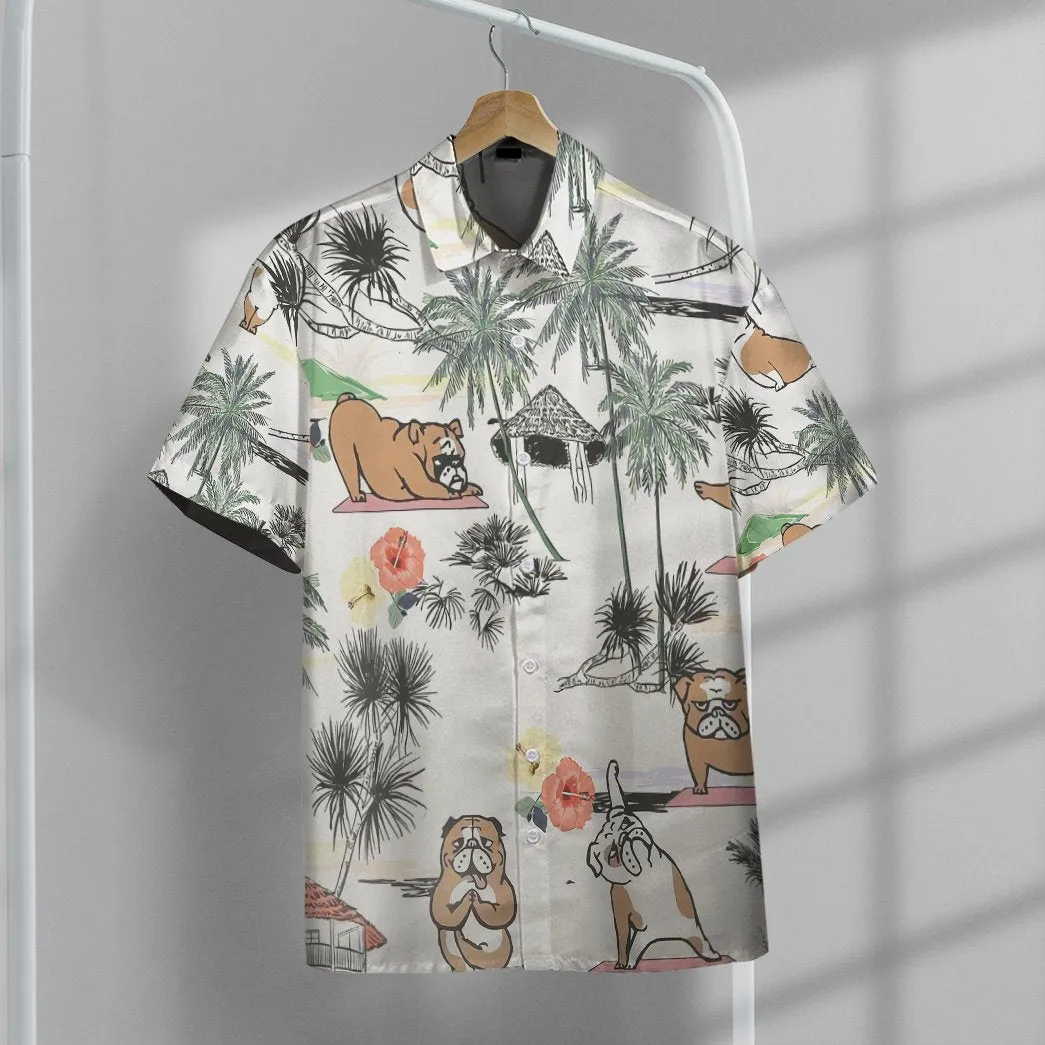 Bulldog Yoga Hawaii Button Shirt