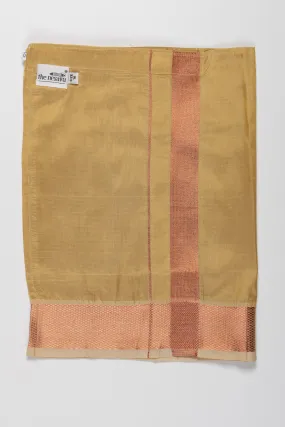 Classic Golden Green Boys Dhoti with Rustic Maroon Trim