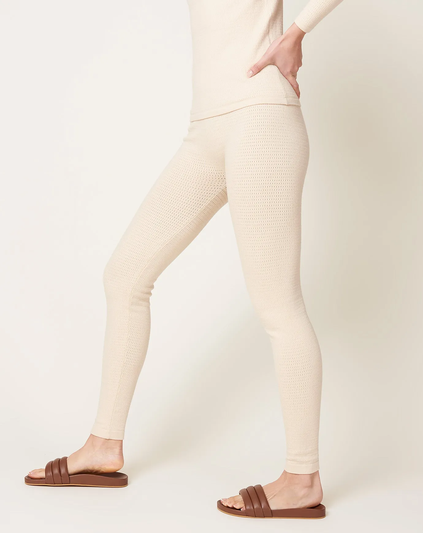 Fine Mesh Leggings in Natural