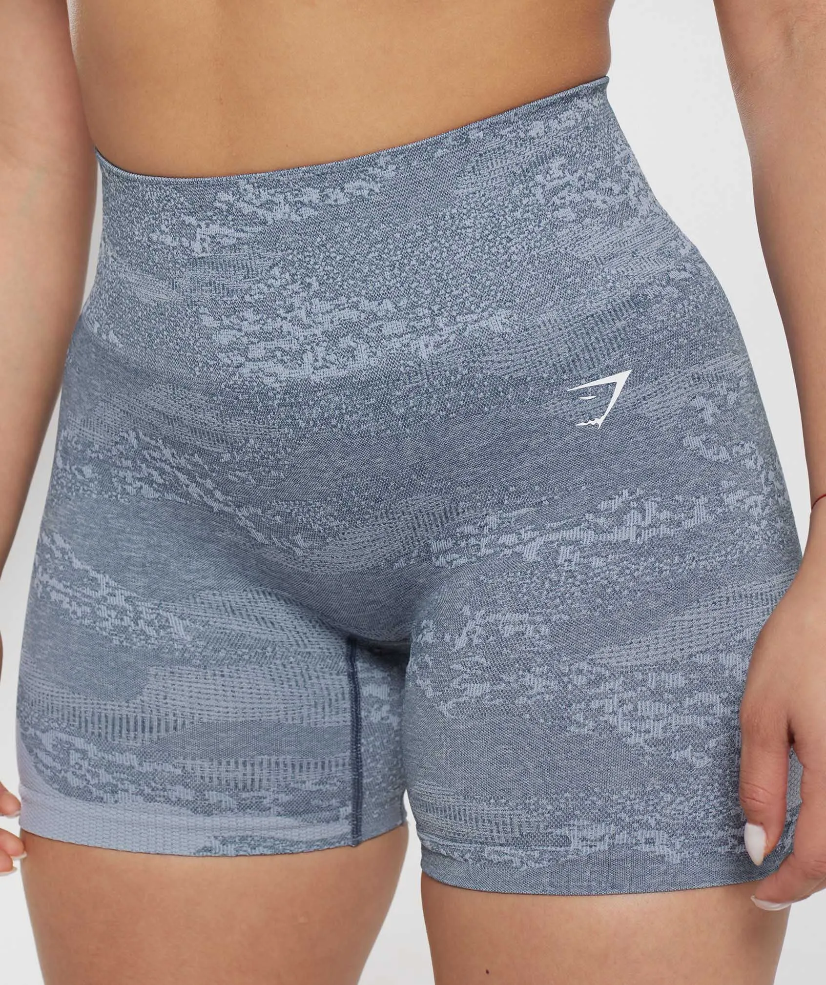 Gymshark Adapt Camo Seamless Shorts - Stone Grey/Evening Blue