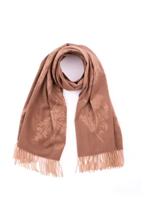 Jacquard Cashmere Stole - Camel