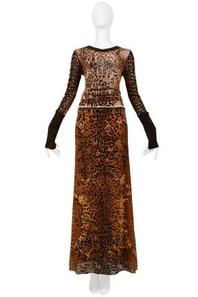 JEAN PAUL GAULTIER LEOPARD PRINT TOP & SKIRT ENSEMBLE