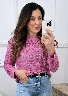 Nella Rose Pink Eyelet Knit Jumper