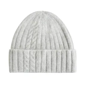 "Warmth Whisper" Cashmere Cable Knit Beanie - Light Grey